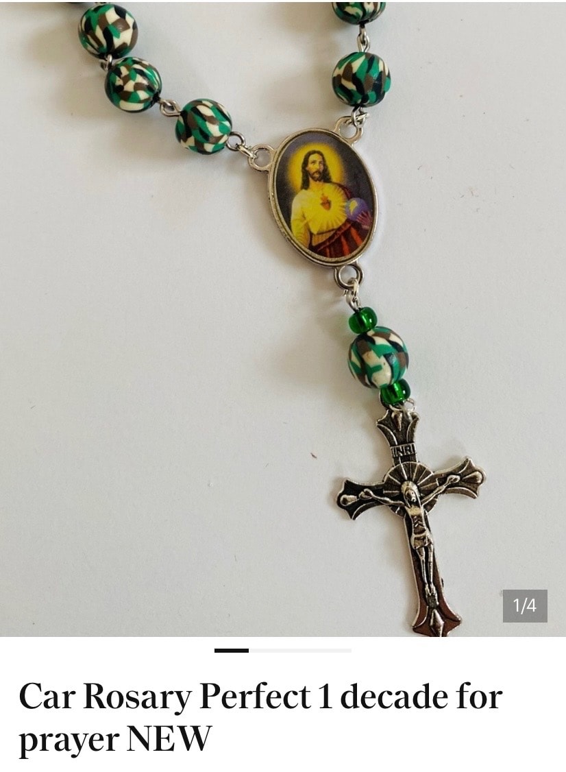 Green stone rosary necklace